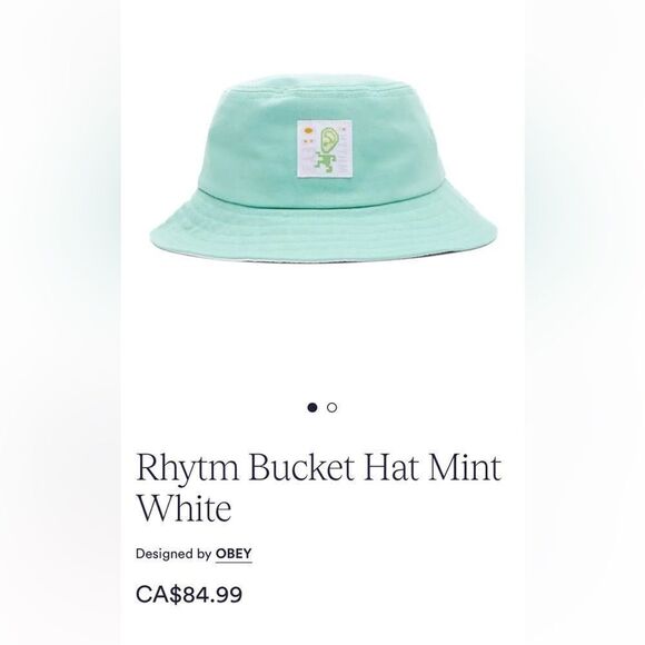 OBEY Rhythm Flat Top Bucket Hat Mint & White Unisex - Picture 8 of 8